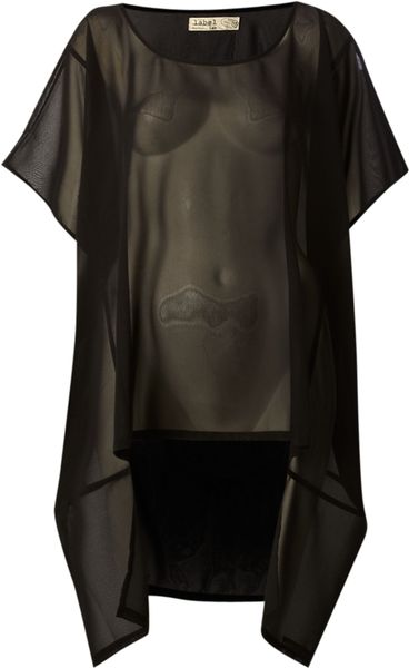 Label Lab Oversized Sheer Blouse in Black - Lyst
