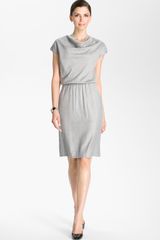 St. John Collection Blouson Waist Flannel Dress