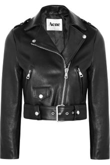 Acne Mape Cropped Leather Biker Jacket - Lyst