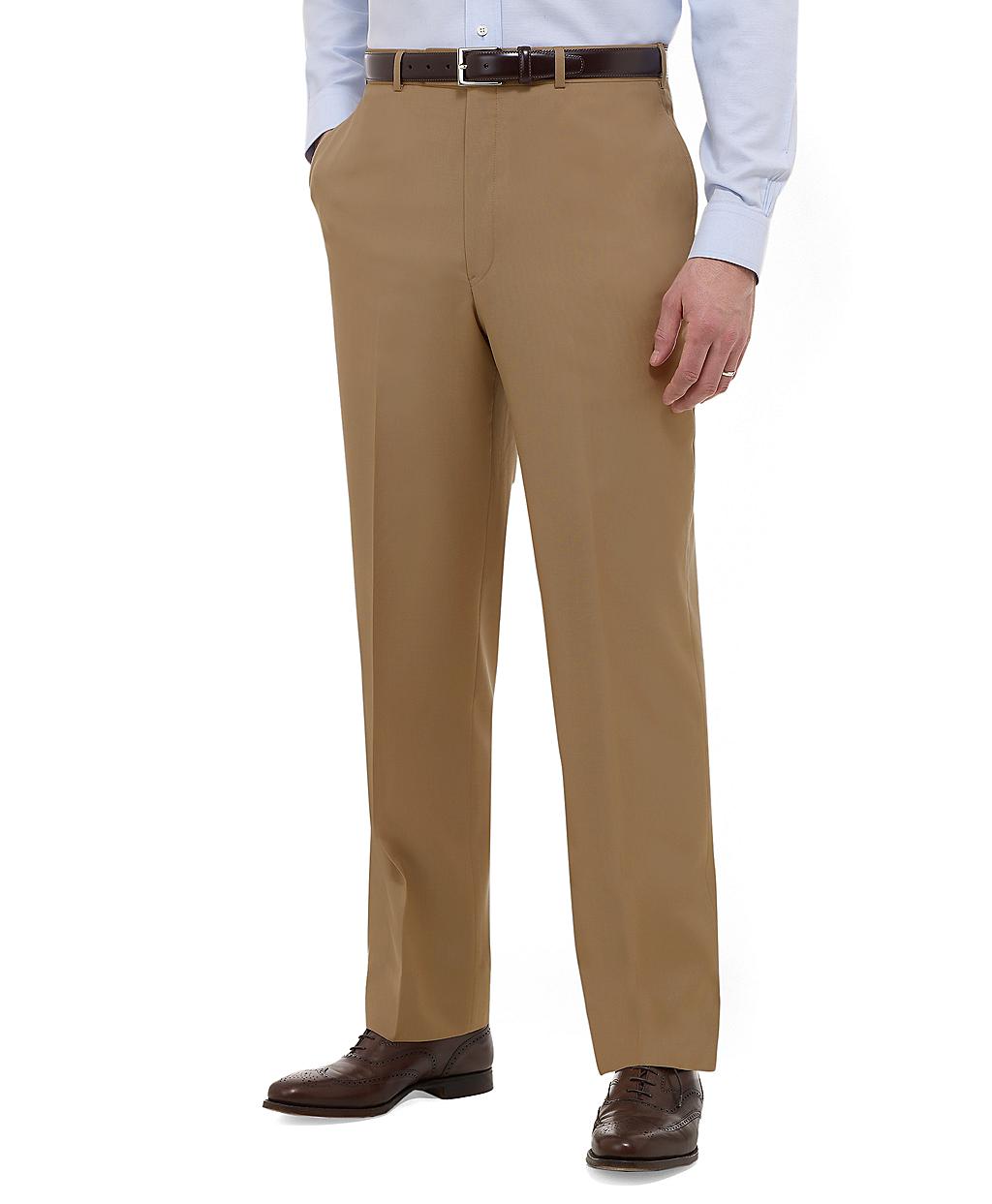 Brooks Brothers Madison Fit Plainfront Unfinished Gabardine Trousers in