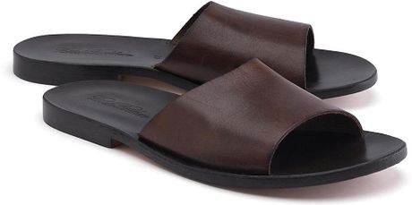 ... Brothers Leather Slide Sandal in Brown for Men (dark-brown) | Lyst