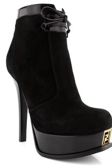 Fendi Fendista Black Suede Bootie - Lyst