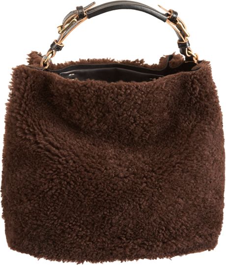 Marni Shearling Hobo Bag in Brown (sienna) - Lyst