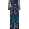 Matthew Williamson Lace Sleeved Printed Jersey Maxi Dress in Blue (multicolored) - Lyst