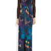 Matthew Williamson Lace Sleeved Printed Jersey Maxi Dress in Blue (multicolored) - Lyst
