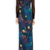 Matthew Williamson Lace Sleeved Printed Jersey Maxi Dress in Blue (multicolored) - Lyst