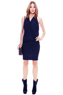 Nicole Miller Wrinkled Jersey Halter Dress - Lyst
