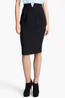 Oscar de la Renta Slim Wool Skirt - Lyst