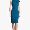 Oscar De La Renta Ruffle Neck Stretch Wool Dress in Blue (nile) - Lyst