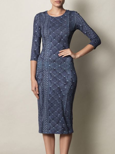Preen Daisy Knit Print Dress in Blue - Lyst