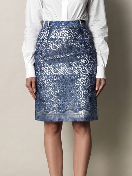 Preen Eva Lace Skirt in Blue - Lyst