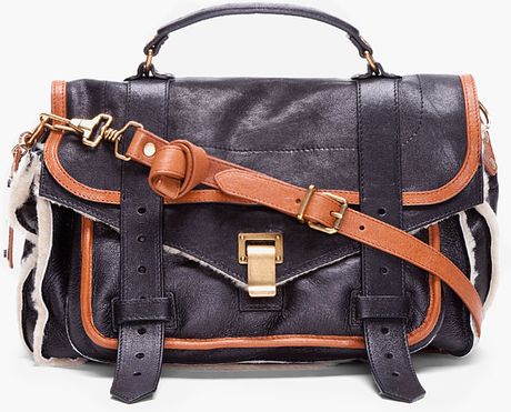 Proenza Schouler Ps1 Medium Shearling Satchel in Orange (black) - Lyst