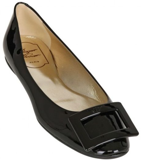 roger vivier black patent flats