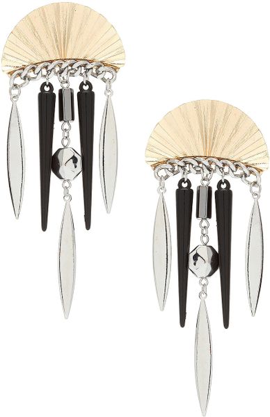Topshop Fan Spike Earrings in Gold (black) - Lyst