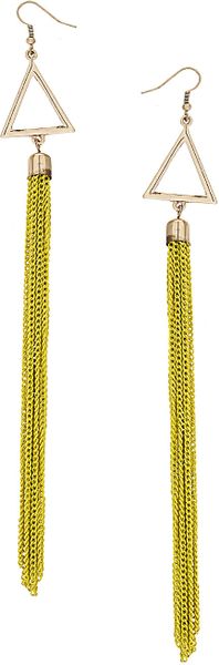 Topshop Triangle Tassel Earrings in Green (lime) - Lyst