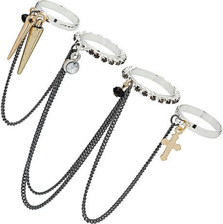 Topshop Spike Cross Link Ring in Silver - Lyst