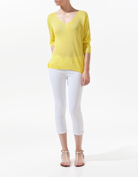 Zara Open Back Sweater in Yellow (orange)