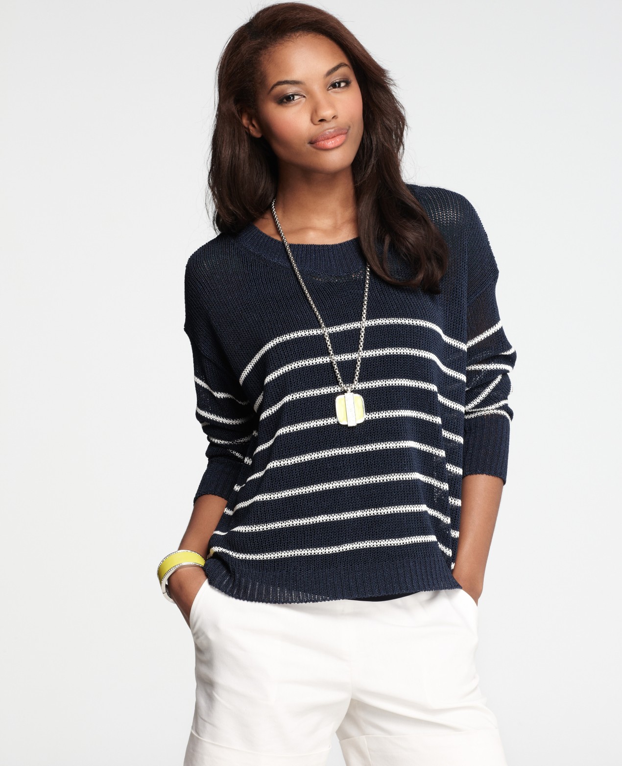 Ann Taylor Petite Nautical Stripe Sweater in Blue (desert sky) Lyst