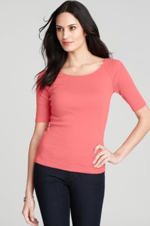 Ann Taylor Ballet Neck Short Sleeve Tee - Lyst