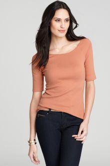 Ann Taylor Ballet Neck Short Sleeve Tee - Lyst