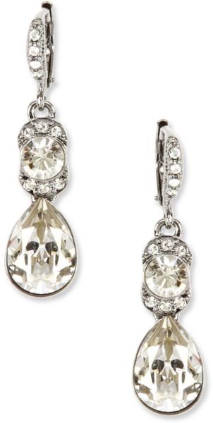 Givenchy Light Hematite Tone Silver Shade Stone Double Drop Earrings - Lyst