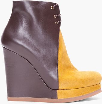 Jil Sander Dark Brown Two Tone Wedges - Lyst