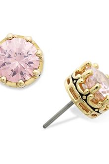 Juicy Couture Gold Tone Princess Cut Pink Cubic Zirconia Stud Earrings 2 Cttw - Lyst