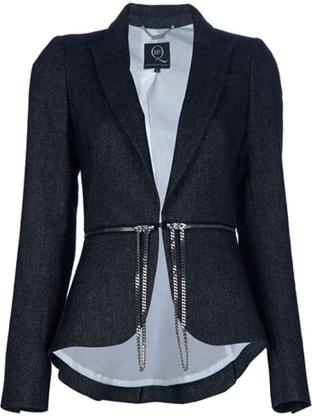 Mcq By Alexander Mcqueen Zip and Chain Belt Blazer in Black - Lyst