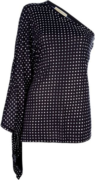 Michael Kors Asymmetric Dotted Top in Black - Lyst