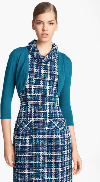 Oscar De La Renta Cashmere Silk Bolero in Blue (nile) - Lyst