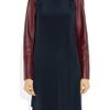 3.1 Phillip Lim Leather sleeved Silk Crepe De Chine Dress in Blue (navy) - Lyst