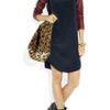 3.1 Phillip Lim Leather sleeved Silk Crepe De Chine Dress in Blue (navy) - Lyst