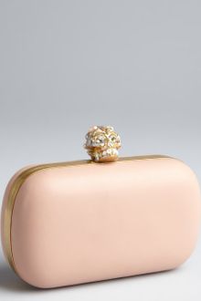 Alexander McQueen Pale Pink Leather Pearl Skull Box Clutch - Lyst