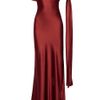 Amanda Wakeley Tie Shoulder Sequined Silk Satin Gown in Red (ruby) - Lyst