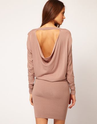 Asos Knitted Dress with Tight Skirt and Cowl Back - Lyst