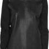Dkny Merino Wool and Leather Sweater in Black - Lyst