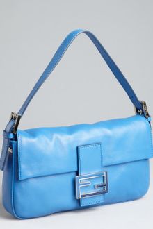 Fendi Cerulean Leather Logo Buckle Baguette - Lyst