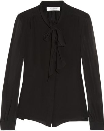 Valentino Pussy bow Silk georgette Blouse - Lyst
