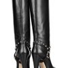 Valentino Studded Leather Knee Boots in Black - Lyst