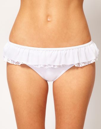 Asos Asos Crochet Ruffle Skirted Bikini Pant - Lyst
