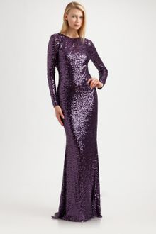 Badgley Mischka Sequined Cowl Back Gown - Lyst
