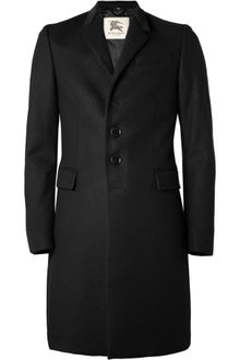 Burberry Velvet Collar Wool Overcoat - Lyst