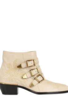 Chloé 45mm Susannah Nappa Studded Low Boots - Lyst