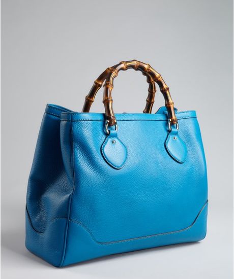Gucci Pacific Blue Leather Diana Bamboo Handle Tote in Blue - Lyst