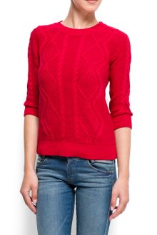 Mango Cotton Cable Knit Jumper - Lyst