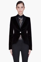 McQ by Alexander McQueen Black Velvet Tuxedo Jacket