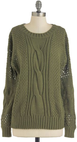 ModCloth All in Olive Sweater - Lyst