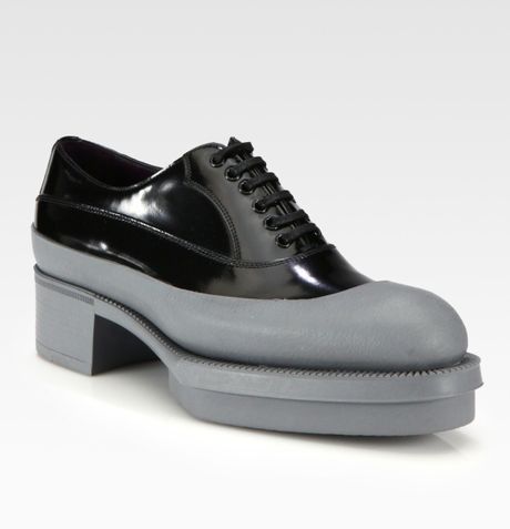 platform grey leather loafers prada laceup patent
