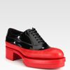 Prada Patent Leather Leather Laceup Platform Loafers in Black (red) - Lyst