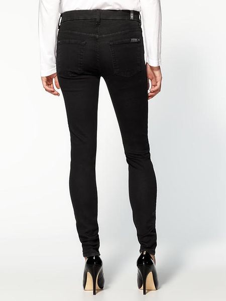 7 For All Mankind Hight Waist Skinny W Contour Waistband in Black - Lyst